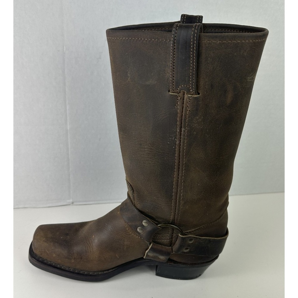 Frye Harness Boots Brown Leather Square Toe USA Made Men's 7.5 M Biker Moto - Picture 4 of 15